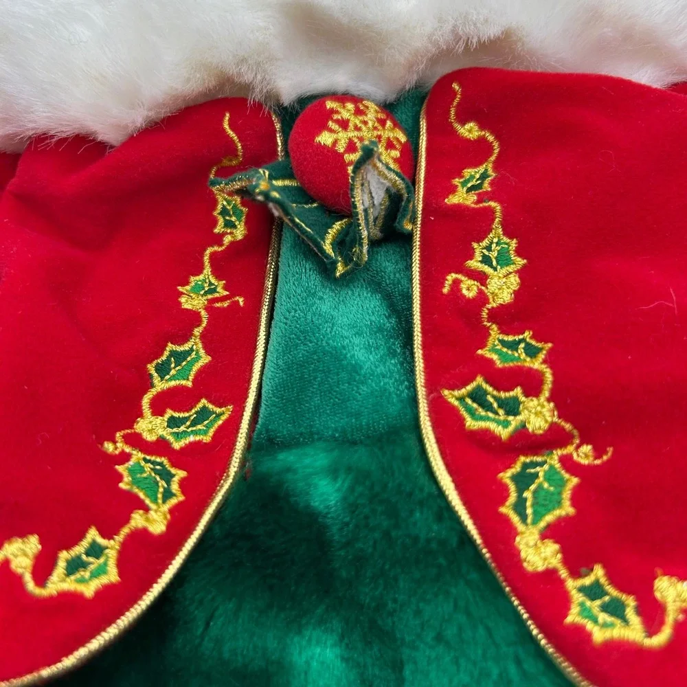 Vintage TB Toy Trading Christmas Bear Stockings Set of 2 Red Green Velvet Plush